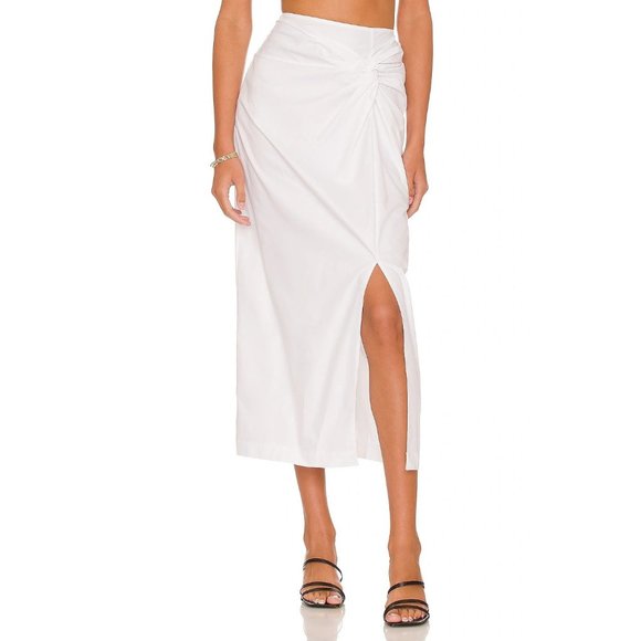ANINE BING Edna Twist Front Midi Skirt White - NWT - Size Medium - Picture 2 of 6